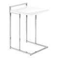 Monarch Specialties Accent Table, C-shaped, End, Side, Snack, Living Room, Bedroom, Metal, Glossy White, Chrome I 3636